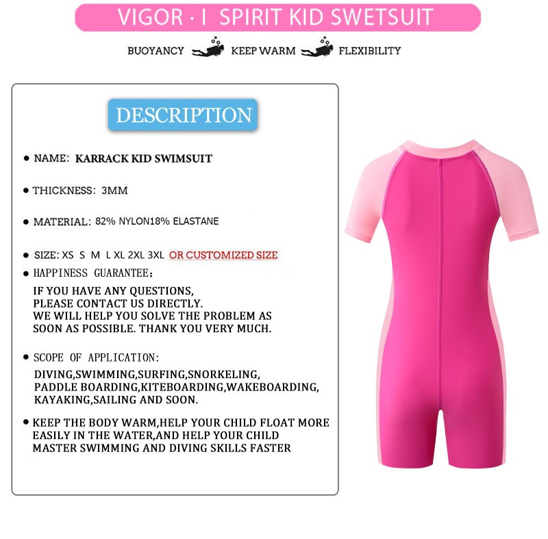 karrack Girls and Boys One Piece Rash Guard Swimsuit Kid Water Sport Short Swimsuit UPF 50+ Sun Protection Bathing Suits Pink (Size 6-7Years) - Image 4